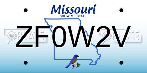 ZF0W2V Missouri License Plate