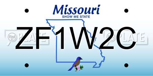 ZF1W2C Missouri License Plate