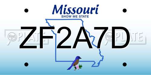 ZF2A7D Missouri License Plate