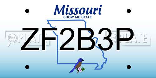 ZF2B3P Missouri License Plate