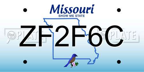 ZF2F6C Missouri License Plate