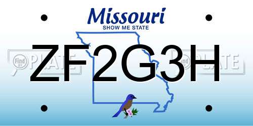 ZF2G3H Missouri License Plate