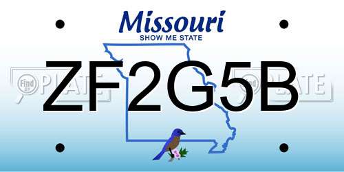 ZF2G5B Missouri License Plate