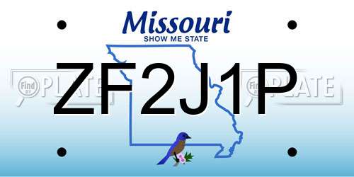 ZF2J1P Missouri License Plate