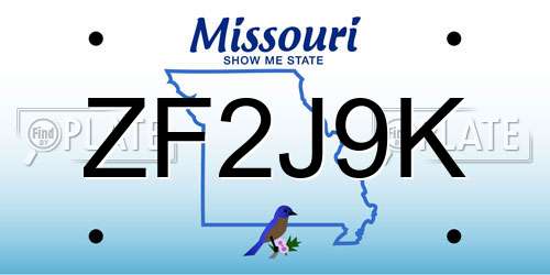 ZF2J9K Missouri License Plate
