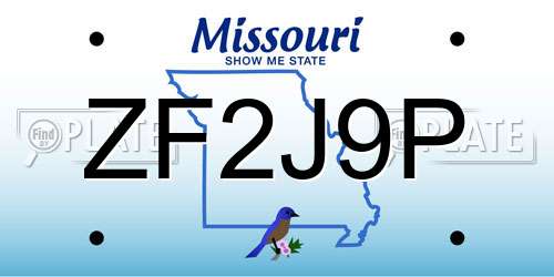 ZF2J9P Missouri License Plate