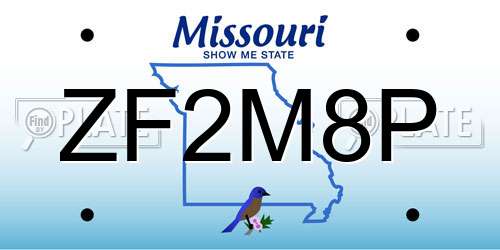 ZF2M8P Missouri License Plate