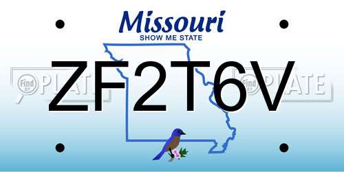 ZF2T6V Missouri License Plate