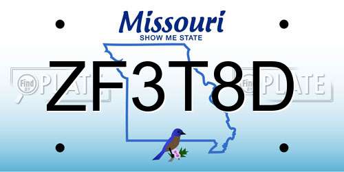 ZF3T8D Missouri License Plate