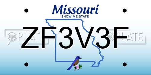 ZF3V3F Missouri License Plate