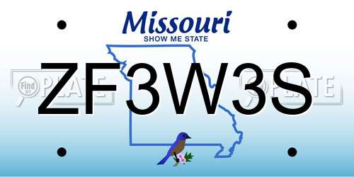 ZF3W3S Missouri License Plate