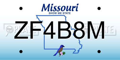ZF4B8M Missouri License Plate