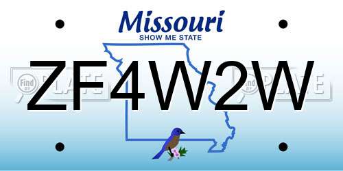 ZF4W2W Missouri License Plate