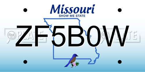 ZF5B0W Missouri License Plate