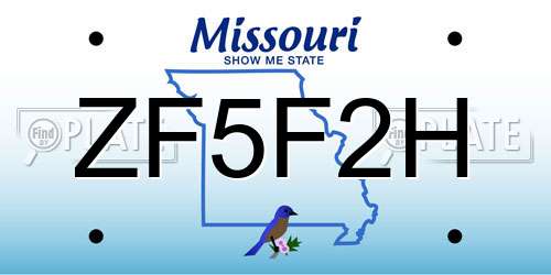 ZF5F2H Missouri License Plate