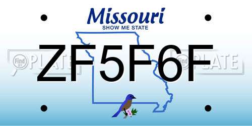 ZF5F6F Missouri License Plate