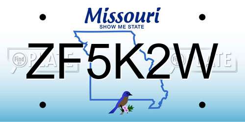ZF5K2W Missouri License Plate