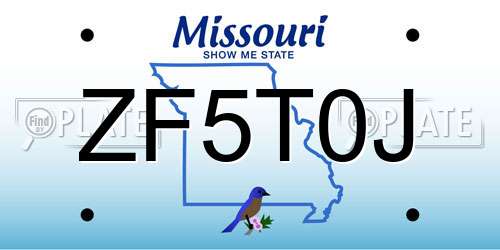 ZF5T0J Missouri License Plate