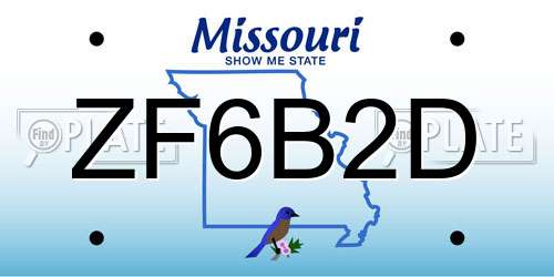 ZF6B2D Missouri License Plate