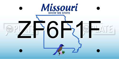 ZF6F1F Missouri License Plate