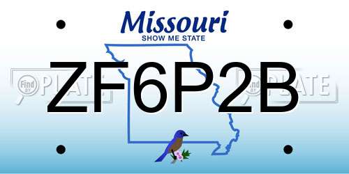 ZF6P2B Missouri License Plate