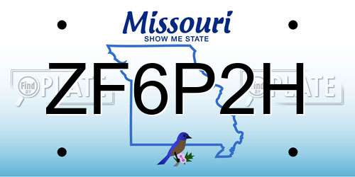 ZF6P2H Missouri License Plate