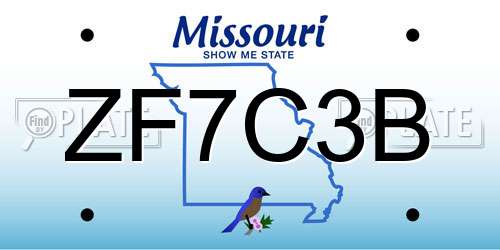 ZF7C3B Missouri License Plate