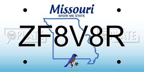 ZF8V8R Missouri License Plate