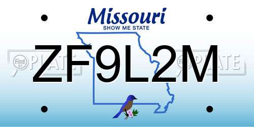 ZF9L2M Missouri License Plate