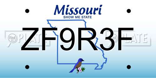 ZF9R3F Missouri License Plate
