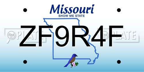 ZF9R4F Missouri License Plate