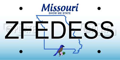 ZFEDESS Missouri License Plate