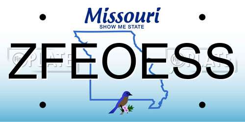 ZFEOESS Missouri License Plate