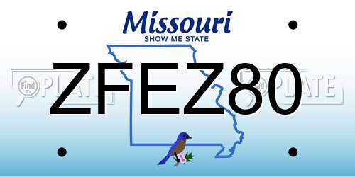 ZFEZ80 Missouri License Plate