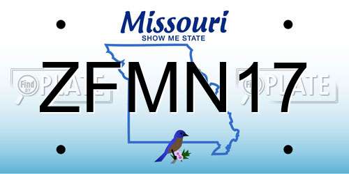 ZFMN17 Missouri License Plate