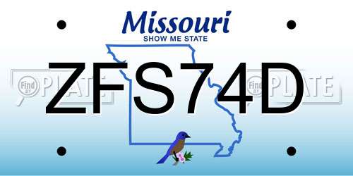 ZFS74D Missouri License Plate