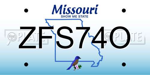 ZFS74O Missouri License Plate