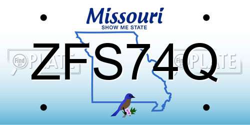 ZFS74Q Missouri License Plate
