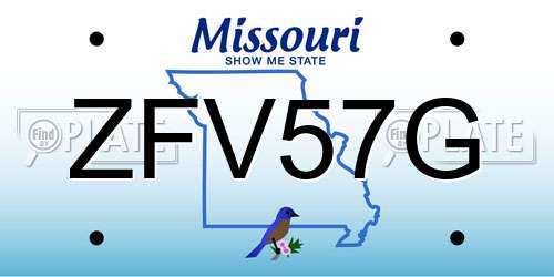 ZFV57G Missouri License Plate