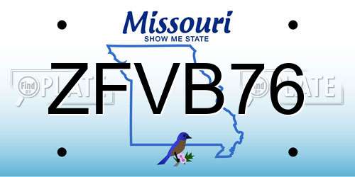 ZFVB76 Missouri License Plate