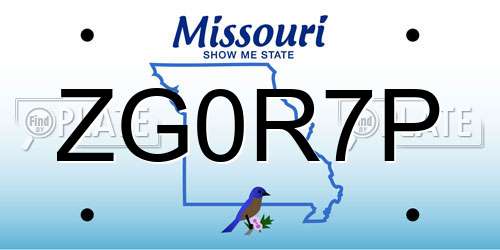 ZG0R7P Missouri License Plate