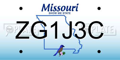 ZG1J3C Missouri License Plate