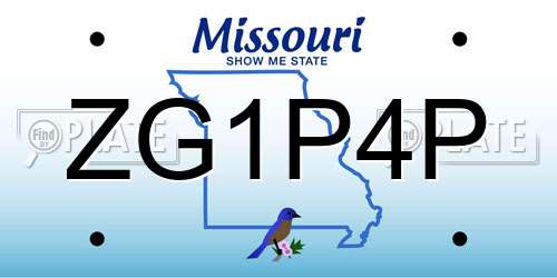 ZG1P4P Missouri License Plate
