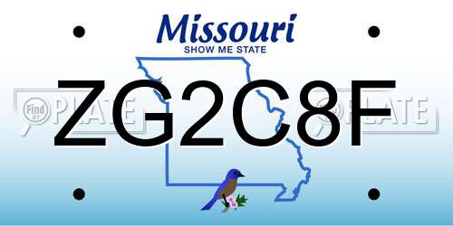 ZG2C8F Missouri License Plate
