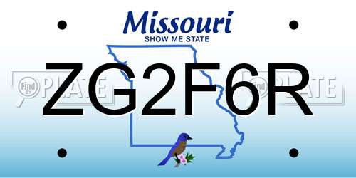 ZG2F6R Missouri License Plate