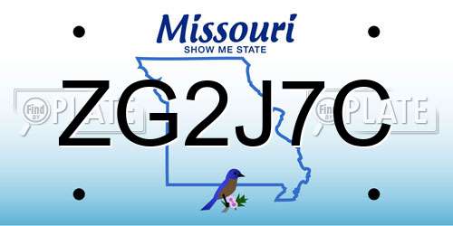 ZG2J7C Missouri License Plate