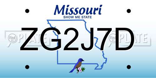 ZG2J7D Missouri License Plate
