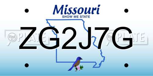 ZG2J7G Missouri License Plate