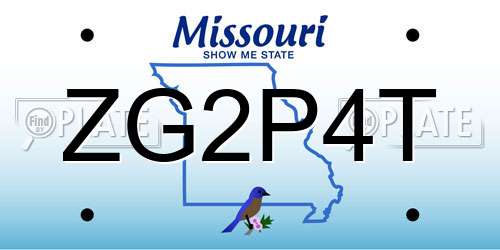ZG2P4T Missouri License Plate