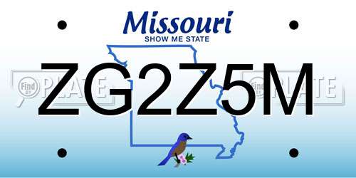 ZG2Z5M Missouri License Plate
